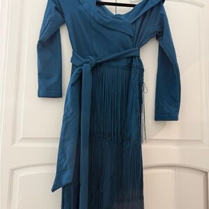 Elegant Blue Fringe Dress
